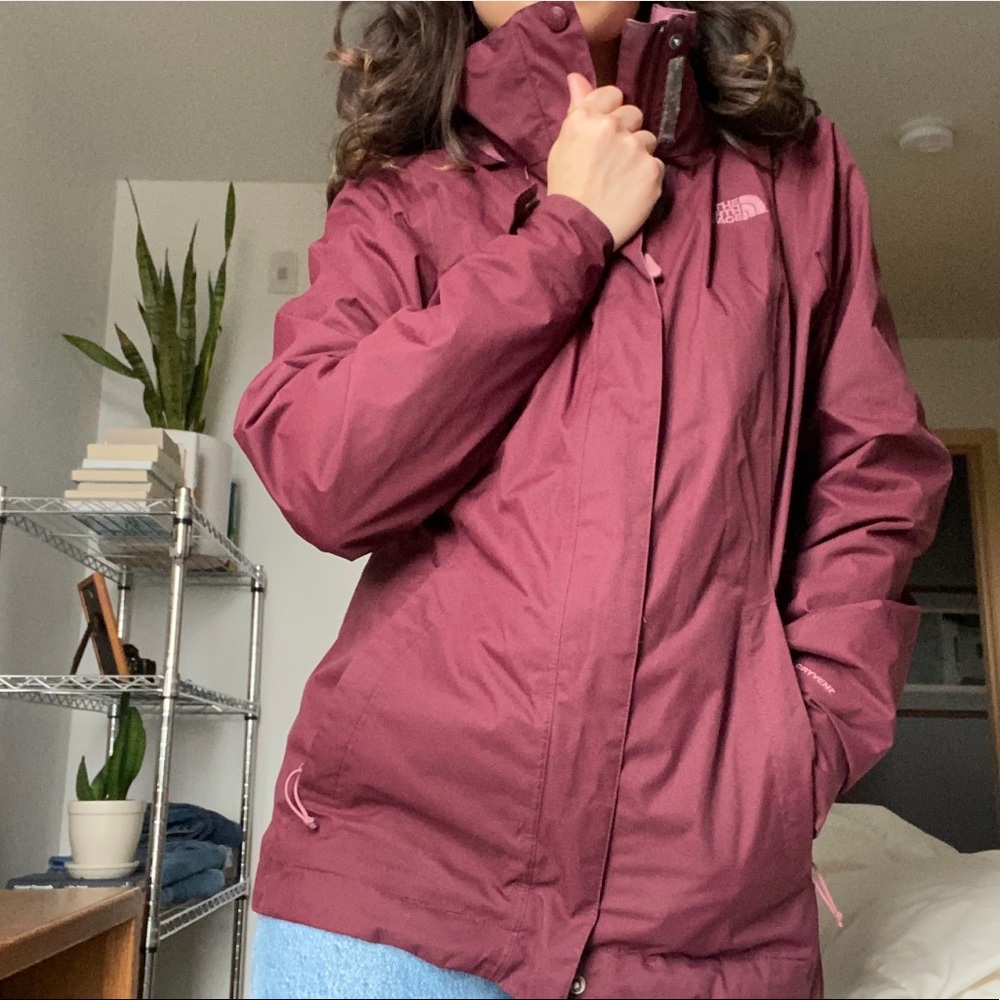 North Face Double Layer Maroon Rain Jacket